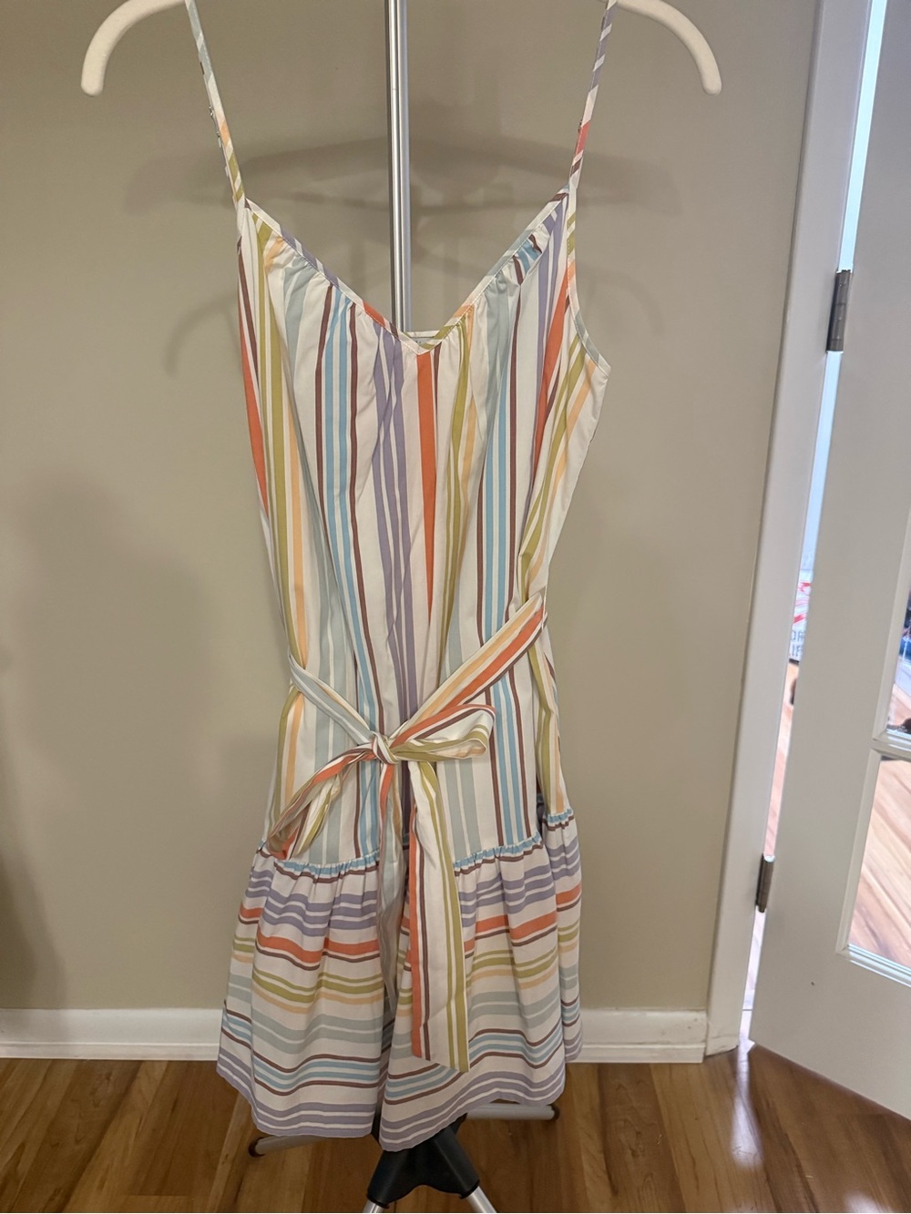 Rails Multicolor Striped Spaghetti-Strap Tie-Waist Dress